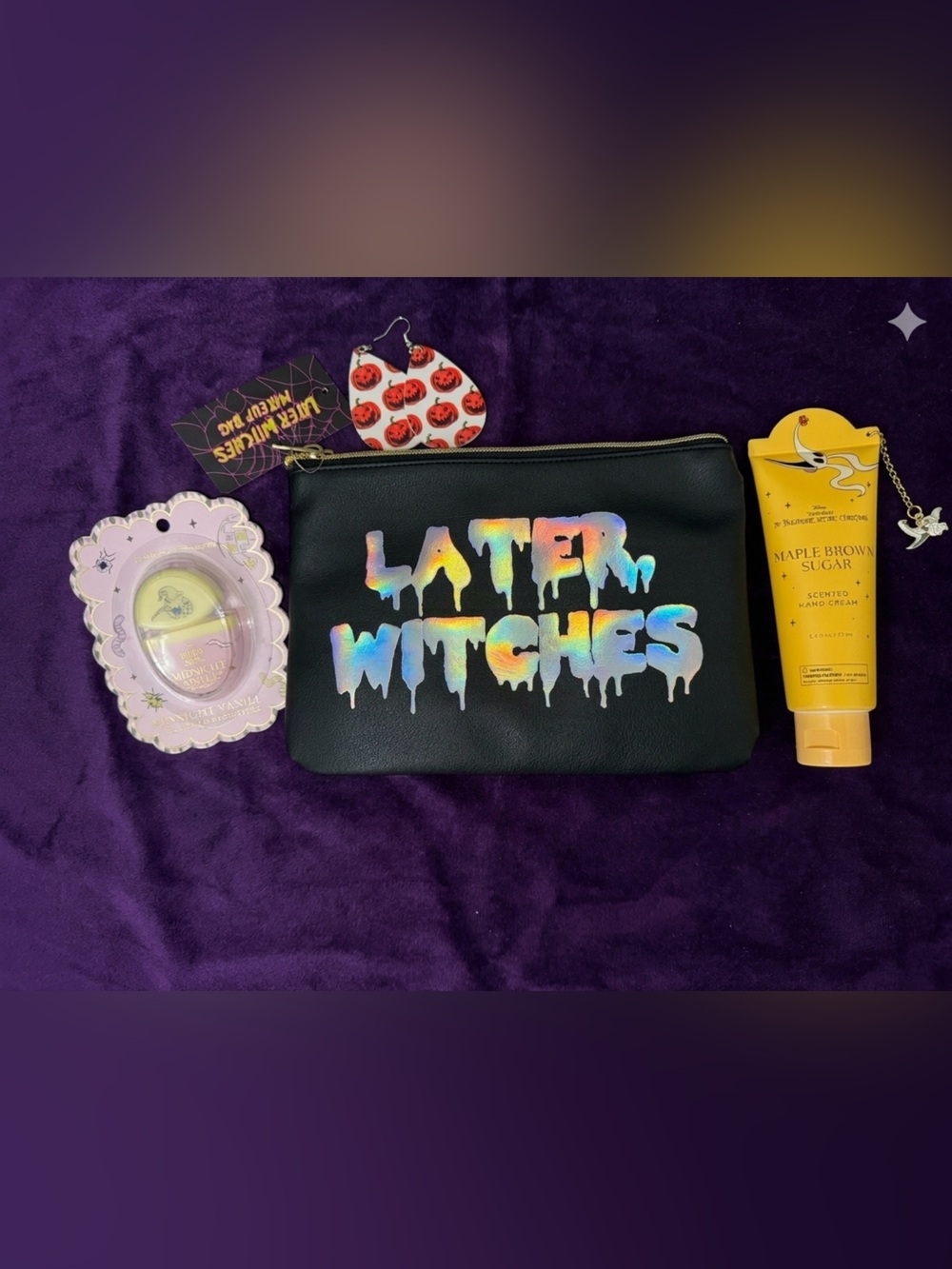Holographic 'Later Witches' Black Zip Pouch - Women Bags with accessories